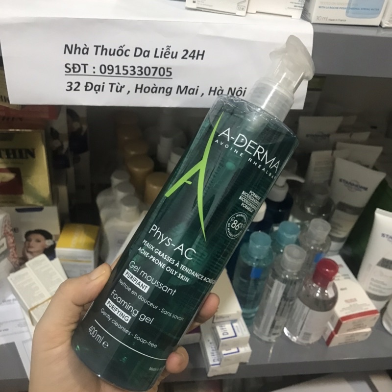 Sữa rửa mặt Aderma Physac Phys-AC foaming gel 400ml