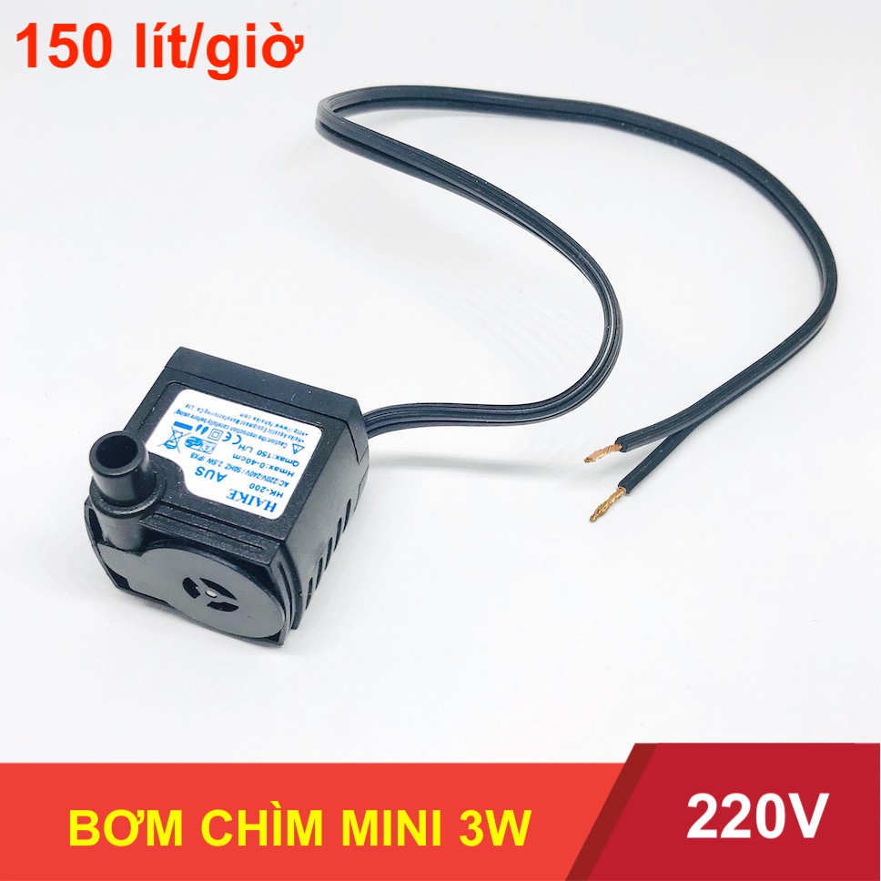 Máy bơm chìm mini 220V 2.5W bơm rất êm dùng cho bể cá 150 lít mỗi giờ - LK0122