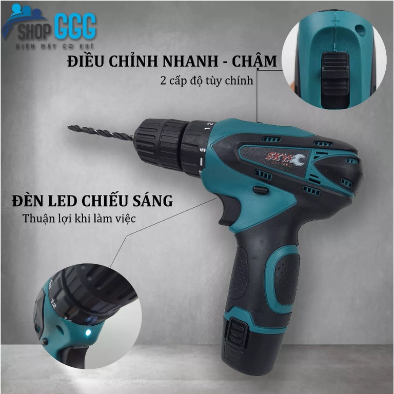 Máy khoan pin 12v ML120H chính hãng GGG - Máy bắn vít không dây đảo chiều - khoan sắt, khoan gỗ - Tặng kèm mũi vít