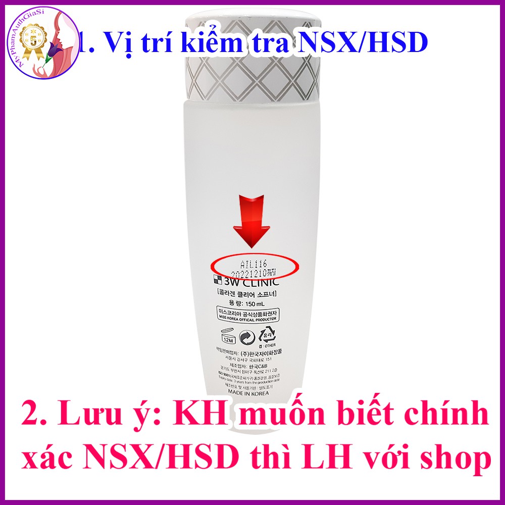 Combo nước hoa hồng và kem dưỡng trắng da collagen 3w clinic