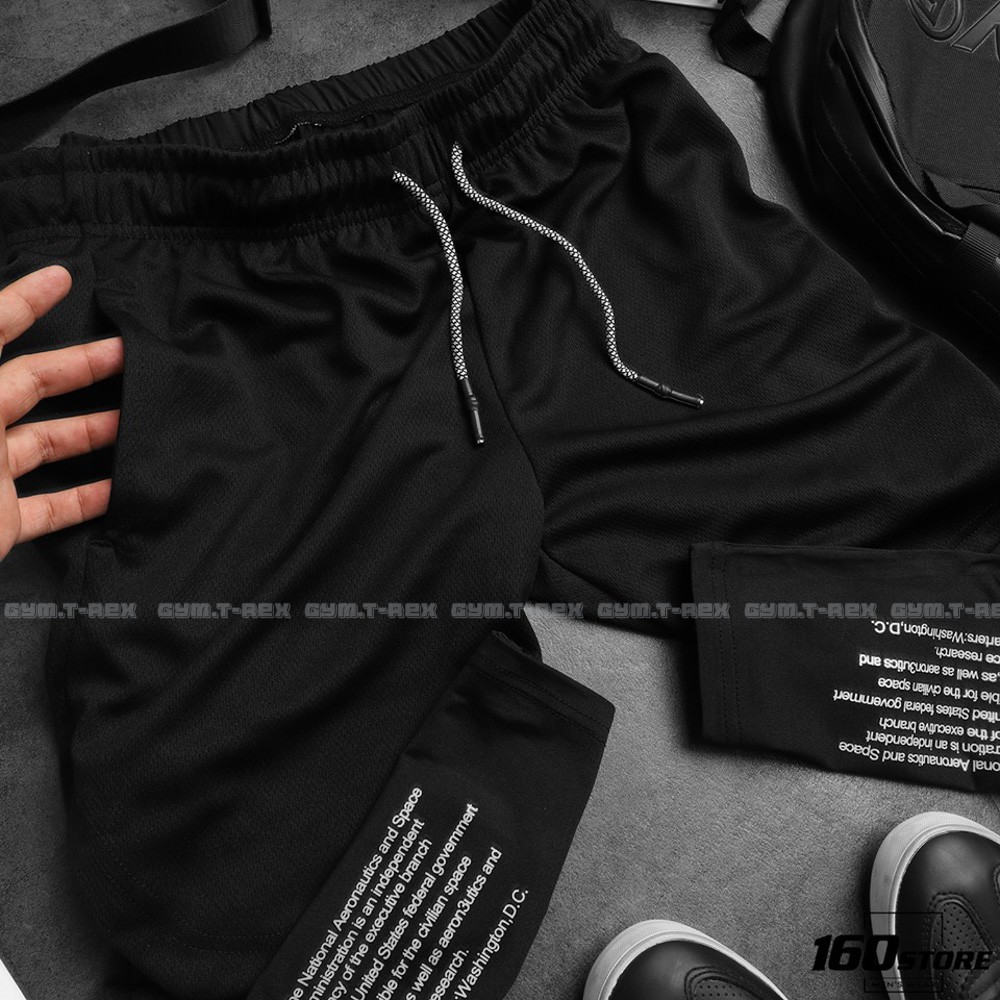 Quần đùi tập gym 2 lớp liền legging ASRV SP126, Quần thể thao nam lót legging [Gym T-Rex]