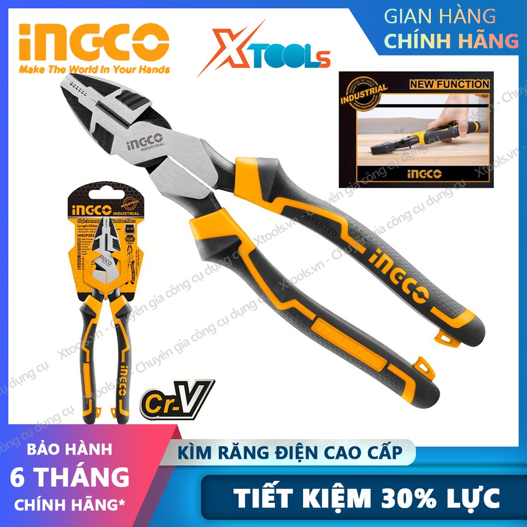 Kìm răng điện đa năng cao cấp INGCO 7&quot; 8&quot; 9.5&quot; kềm thép Cr-V chống rỉ siêu cứng tay cầm cách điện tiết kiệm 30% sức mạnh