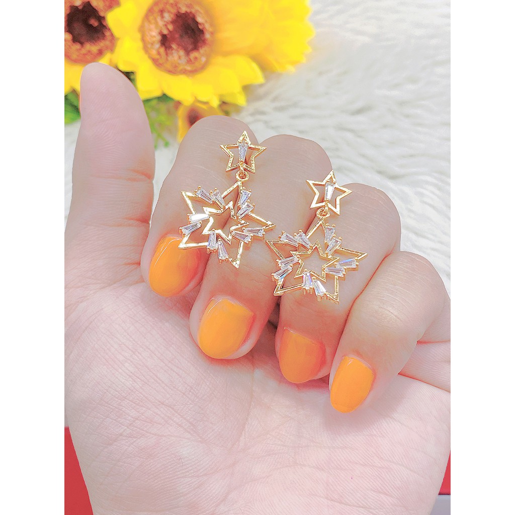 Bông tai nữ ngôi sao - phụ kiện nail đính đá UHA , chuôi cài chắc chắn, kiểu dáng hiện đại, thu hút, sang trọng B91