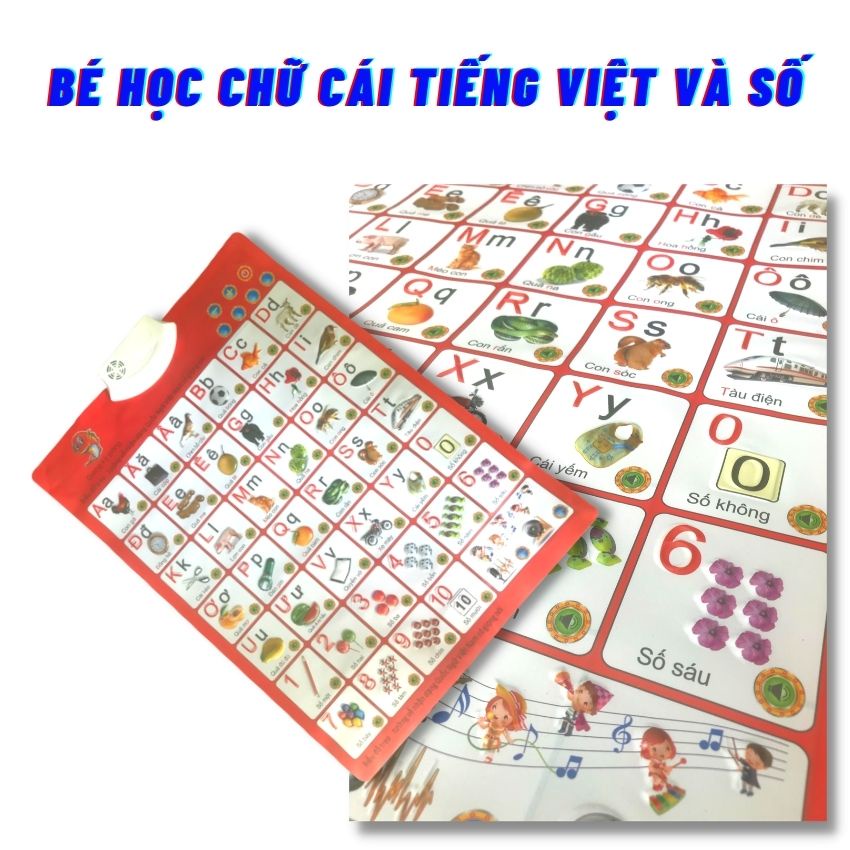 Bảng Chữ Cái Điện Tử Đỏ, Thông Minh, Biết Nói, Bảng Học Chữ Tiếng Việt, Động Vật, Hoa Qủa Cho Bé