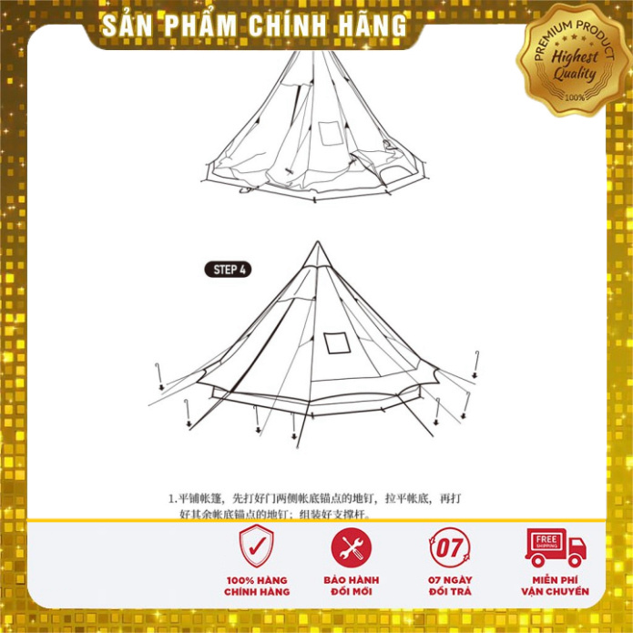 [Sale]  Lều Mông Cổ Glamping Brighten 12.3 NatureHike NH20ZP005 dành cho 8-12 người