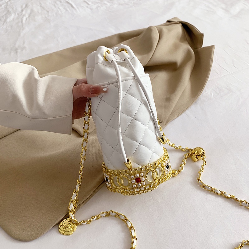 Túi đeo vai IELGY họa tiết vân kim cương dây xích cao cấp phong cách Hàn Quốc dành cho nữ