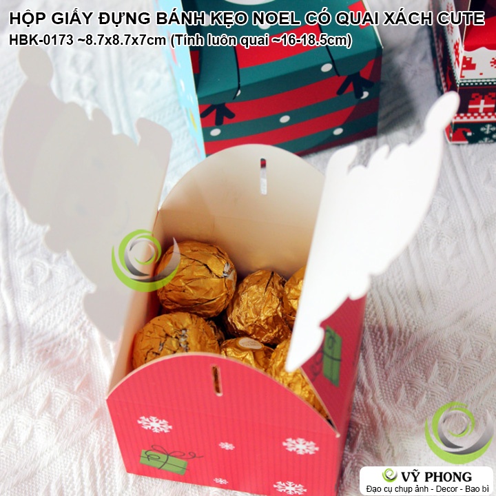 HỘP GIẤY ĐỰNG BÁNH KẸO NOEL GIÁNG SINH HÌNH TUẦN LỘC ÔNG GIÀ NOEN HỘP ĐỰNG QUÀ TẶNG MERRY CHRISTMAS HBK-0173