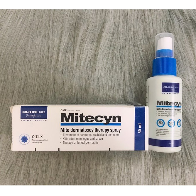 Alkin Mitecyn - Thuốc xịt trị viêm da, nấm, ghẻ cho chó mèo