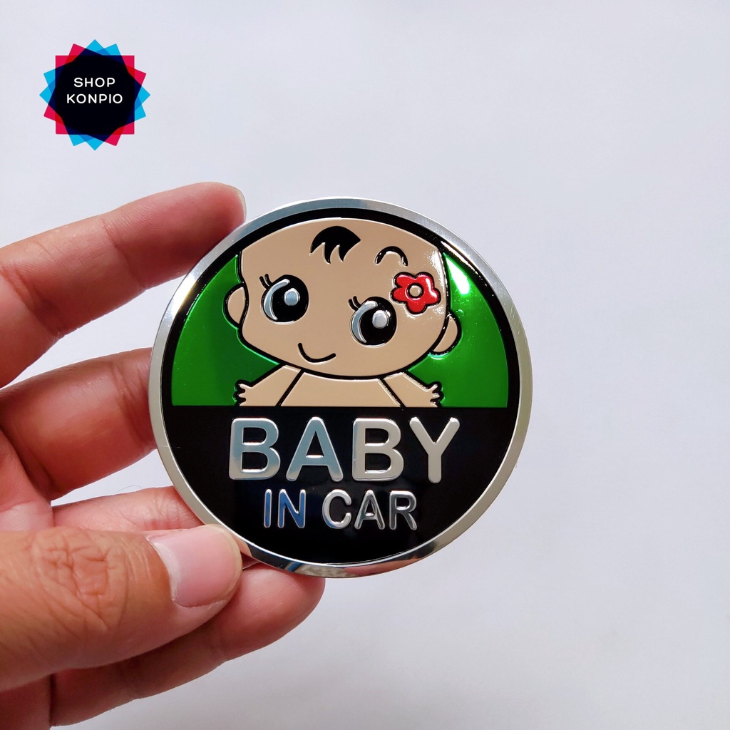 [Mã LIFEAUMAY giảm 10% tối đa 30k đơn 150k] Tem Nhôm Baby In Car Dán Xe Ô Tô Kích Thước 7.5 Cm Chống Thấm Chịu Nhiệt