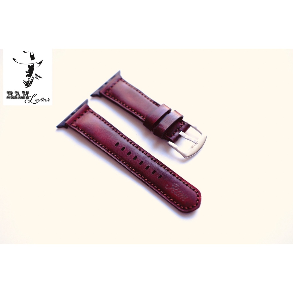 Dây đồng hồ RAM Leather vintage 1970 da bò Italia Vegtan nâu đỏ