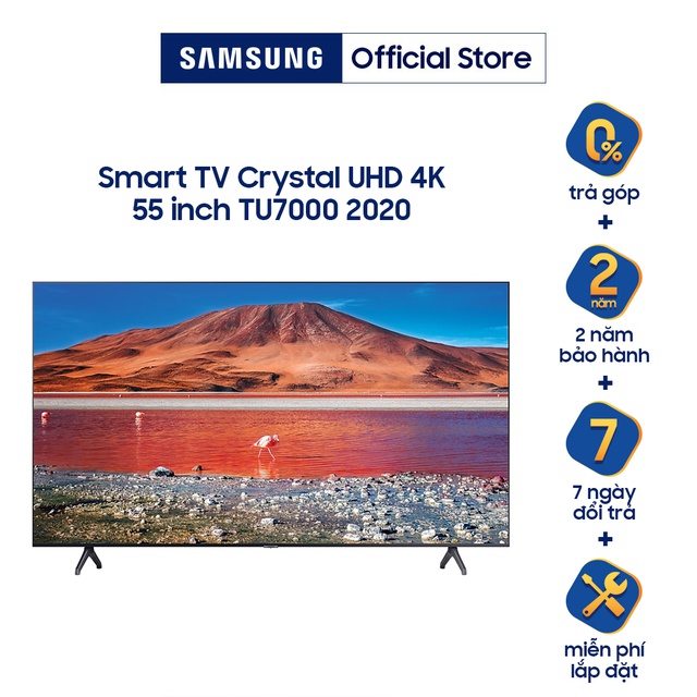 [Mã ELCE2TR giảm 6% đơn 200K] Smart Tivi 4K UHD Samsung 55 inch UA55TU7000KXXV - Miễn phí lắp đặt