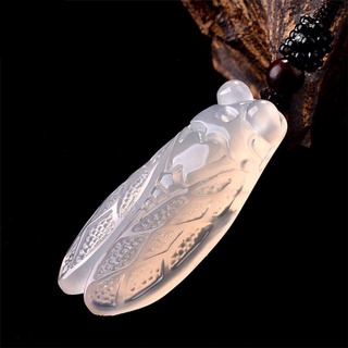 Natural stone white jade necklace