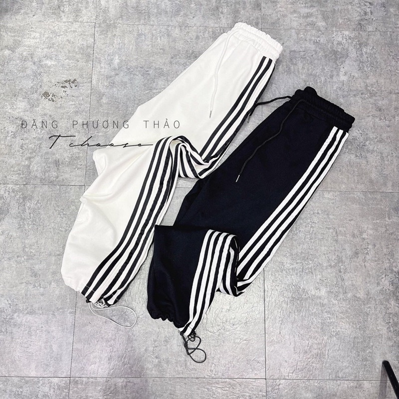 Quần Jogger thể thao vải nỉ da cá 4 sọc chun gấu siêu cá tính