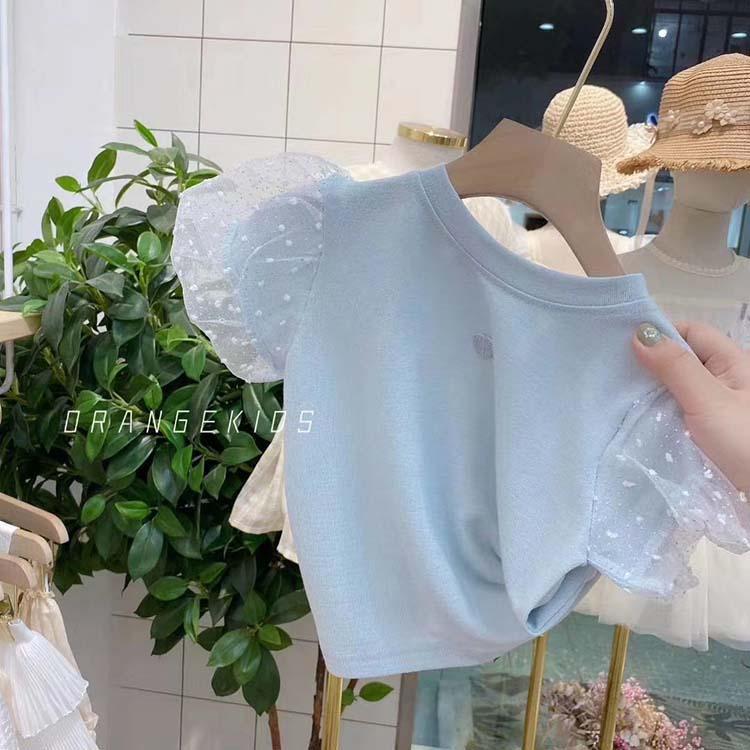 Áo Kiểu Tay Ngắn Phồng Bằng Lụa Mát Thời Trang 2023 Dành Cho Bé Gái