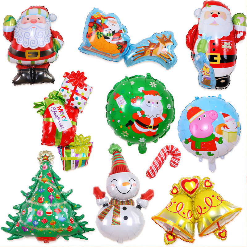 Bong bóng họa tiết ông già noel / người tuyết / tuần lộc trang trí giáng sinh