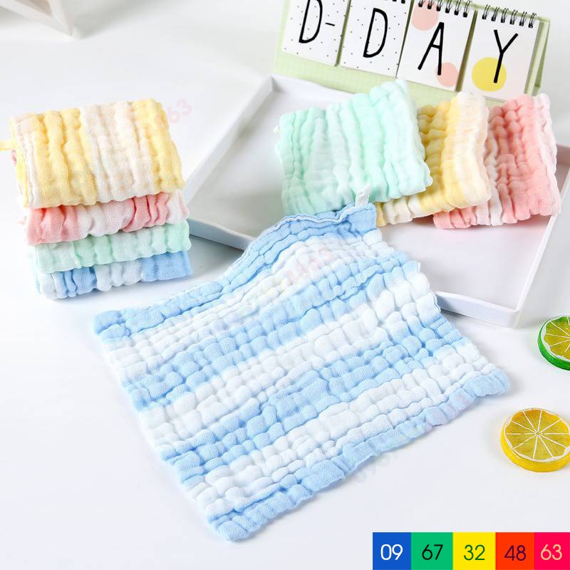 Khăn sữa xô 6 lớp XỌC KẺ rửa mặt loại dày siêu mềm mại cho bé