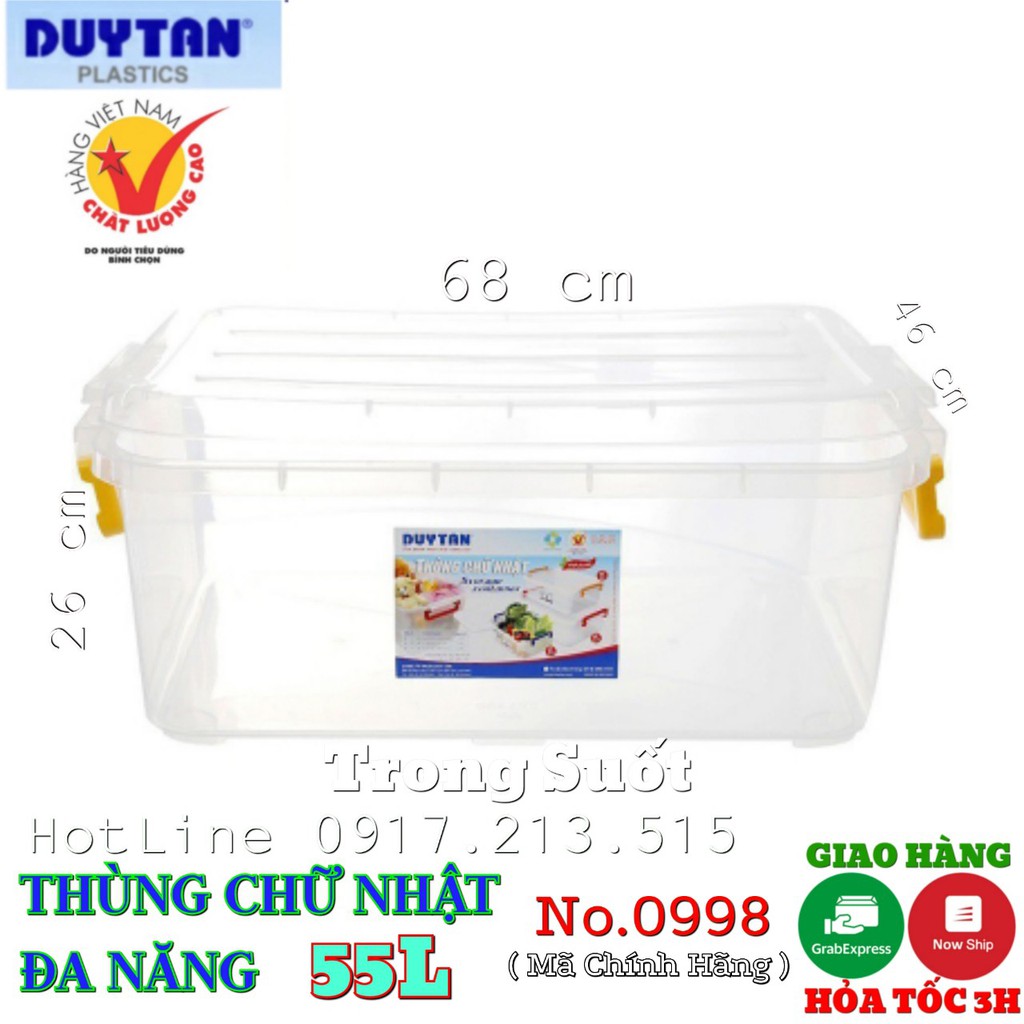 Thùng nhựa chữ nhật duy tân 55L Trong Suốt