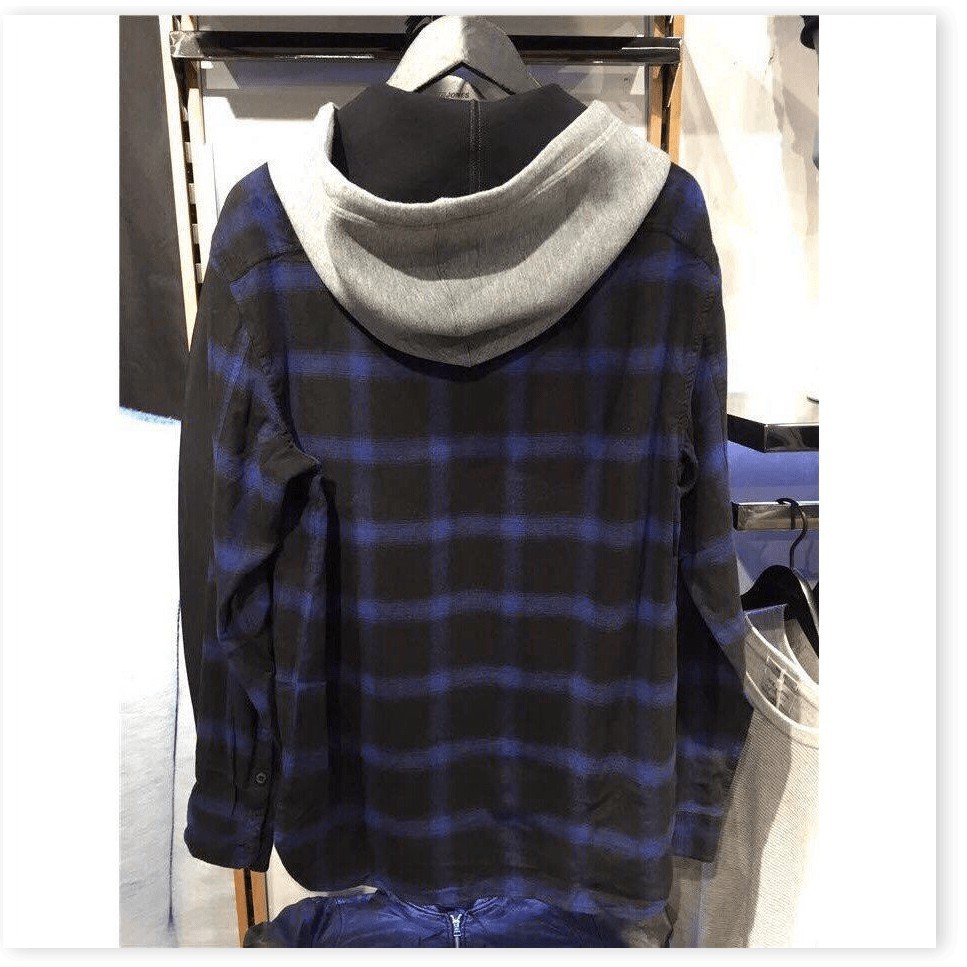 Áo khoác sơ mi ca rô , áo sơ mi caro có nón vải thun dày dặn | BigBuy360 - bigbuy360.vn