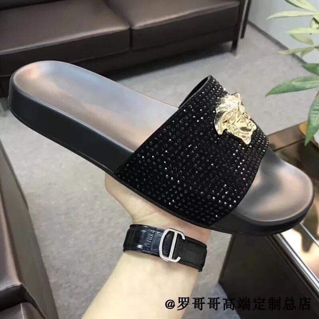 Dép lê da nam đính đá vơ sạc