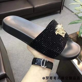 Dép lê da nam đính đá vơ sạc