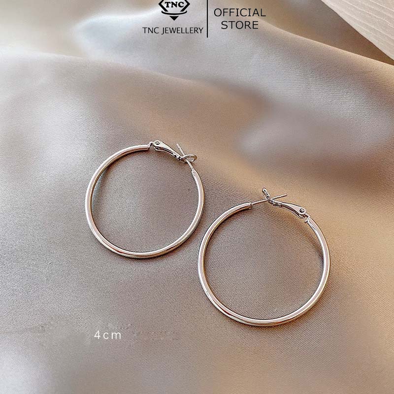 Bông Tai Xi Bạc 925 Tròn Size Lớn Cao Cấp -Trang Sức TNC JEWELLERY