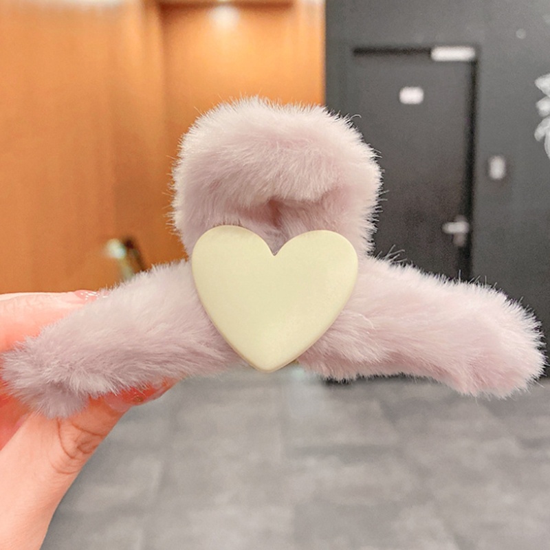 Kẹp Tóc Càng Cua Chống Trượt Hình Trái Tim Bằng Vải Lông