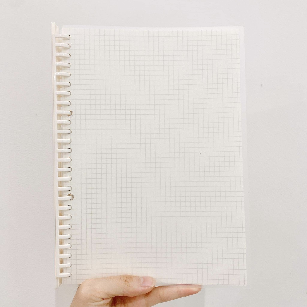 Sổ Còng Binder Bìa Trong Suốt A5/B5 - Sổ Lò Xo Thay Giấy Được Kèm Sẵn 80 tờ Dot/Grid - Sổ Bullet Journal Take Note