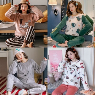 Bộ đồ ngủ nữ [ĐỔI TRẢ MIỄN PHÍ] pijama, bộ mặc nhà, quần áo dài tay nhung bông nỉ lông thu đông xuân ấm áp QA10