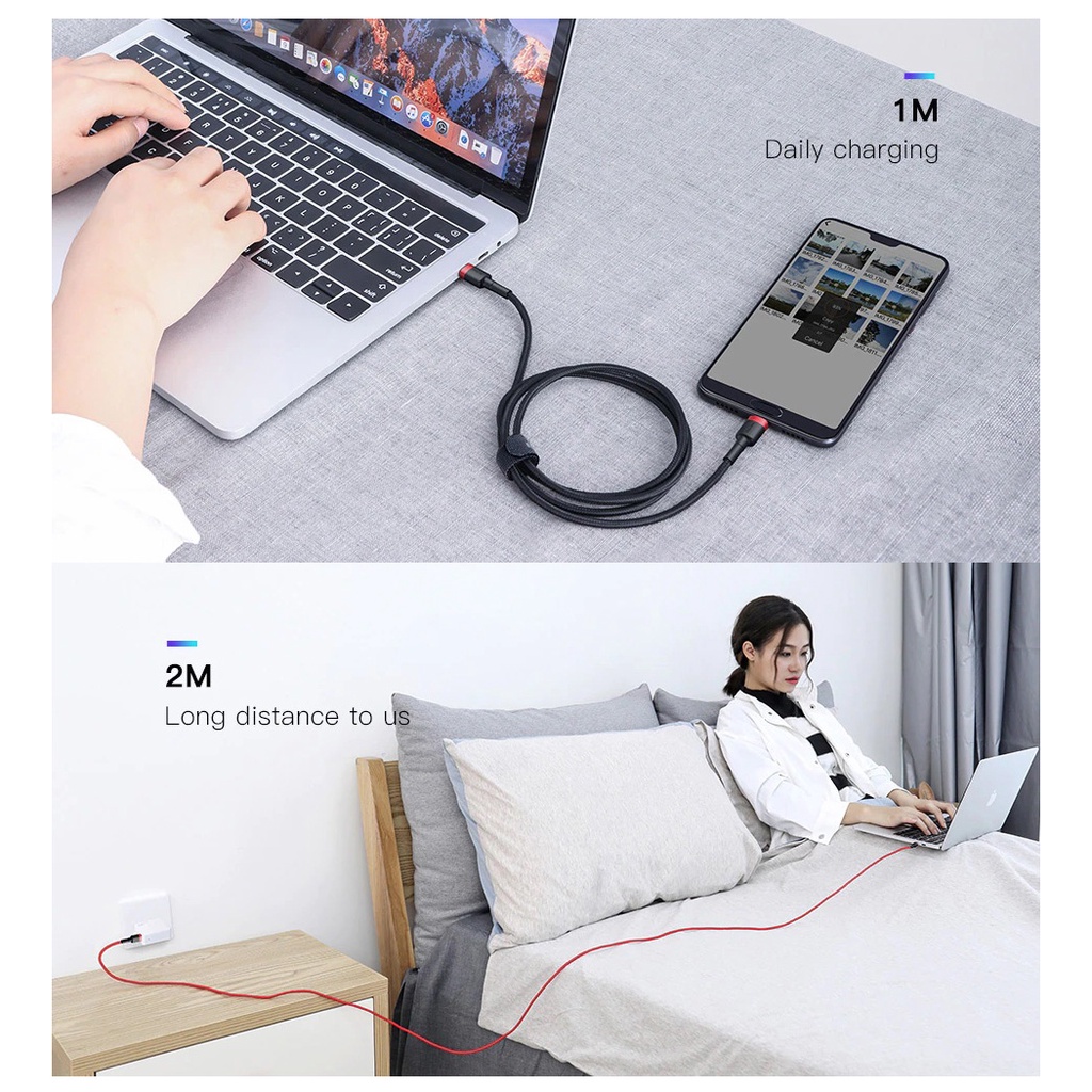 Cáp sạc Type C Baseus PD 60W Cho Điện thoại Laptop Máy tính bảng | Cafule PD 2.0 (20V/3A) USB Type-C