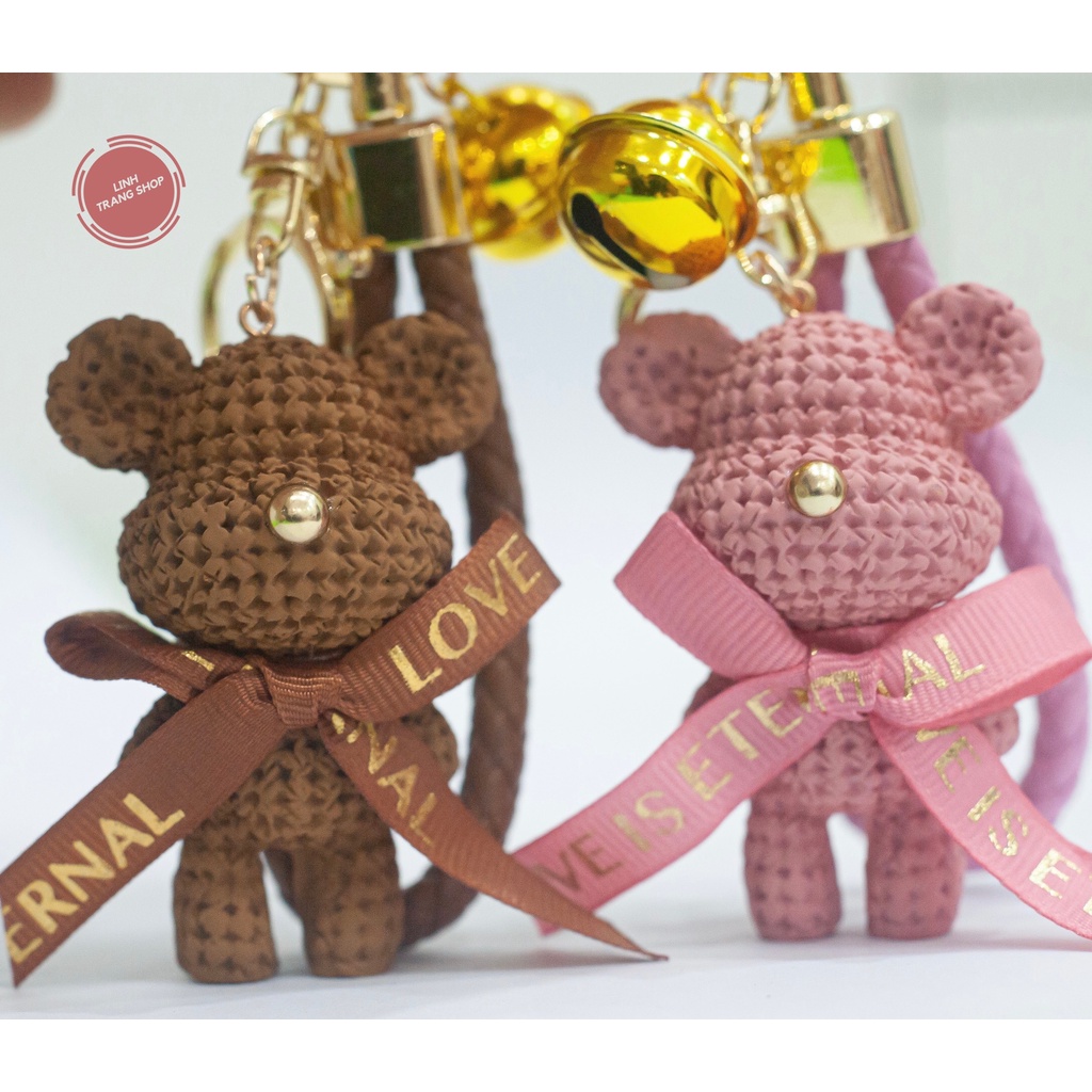 Móc Chìa Khoá Gấu Thắt Nơ Cute, Móc Khoá Keychain Hình Gấu Dễ Thương