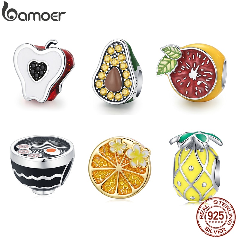 BAMOER Hạt Bạc 925 Hình Trái Cây Dùng Làm Vòng Tay DIY SCC1906