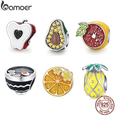 BAMOER Hạt Bạc 925 Hình Trái Cây Dùng Làm Vòng Tay DIY SCC1906