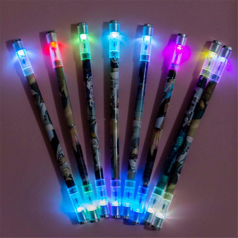 1 Bút Gel Xoay Gắn Đèn LED Hoạt Hình Đáng Yêu Dành Cho Học Sinh/Văn Phòng