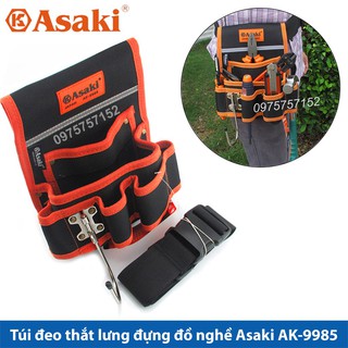 Túi đeo thắt lưng đựng đồ nghề cao cấp Asaki AK-9985, chống thấm, chống đâm thủng, túi đồ nghề sửa chữa chuyên nghiệp