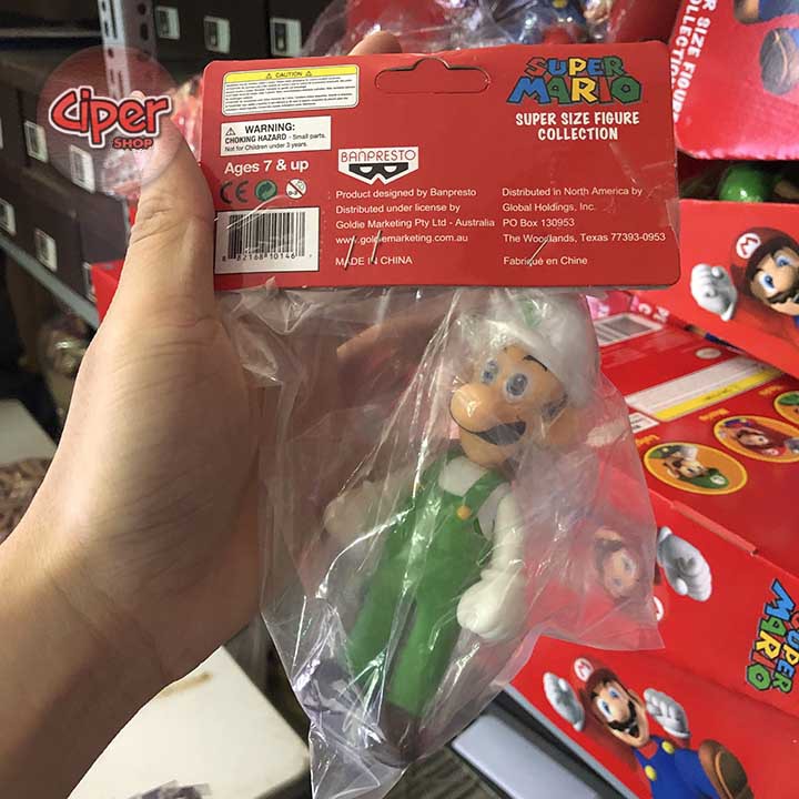 Mô hình Luigi Mũ Trắng 12cm - Mô hình Mario