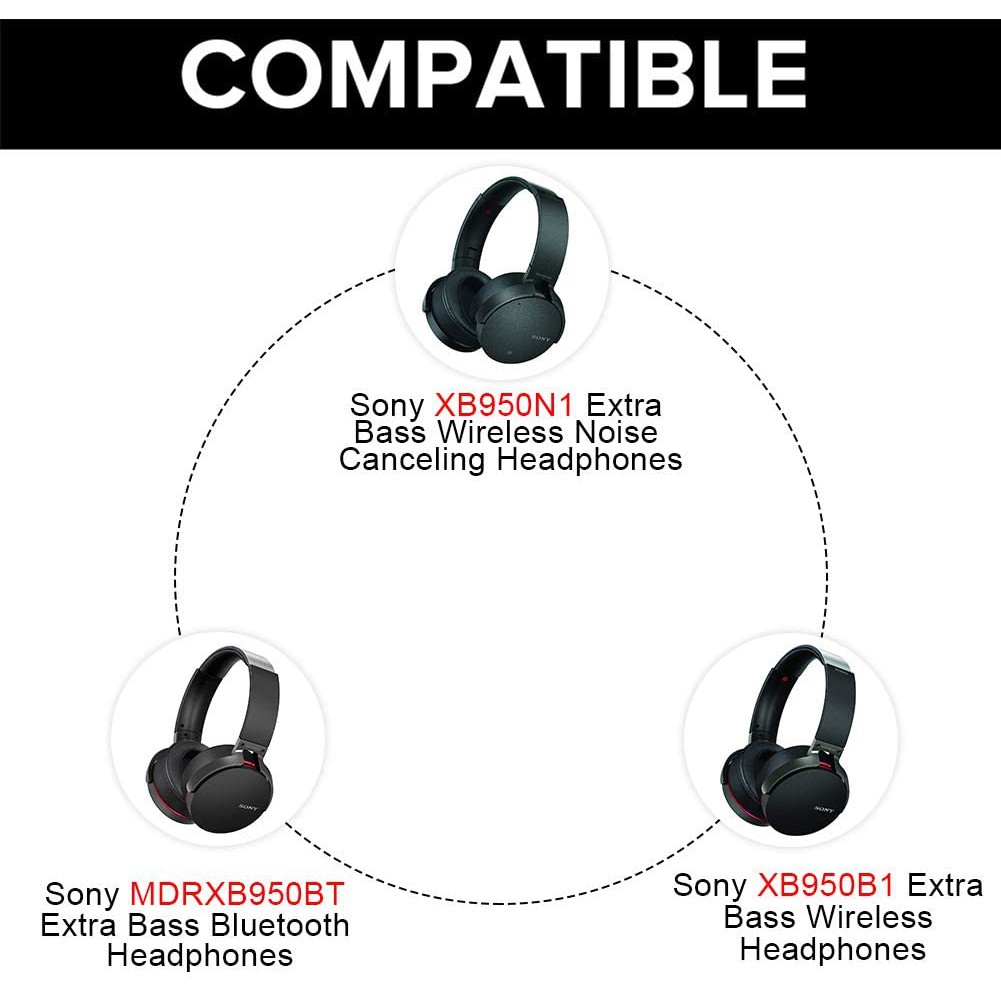 2 Mút Đệm Thay Thế Cho Tai Nghe Bluetooth Sony Mdr-Xb950Bt Xb950B1 Xb950N1 Xb950Ap