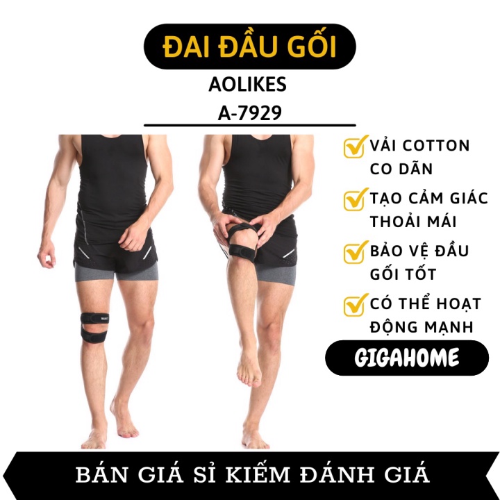 Đai Đầu Gối GIGAHOME Combo 2 Đai Cuốn Bảo Vệ Khớp Gối AOLIKES Hỗ Trợ Tập Thể Thao 9394