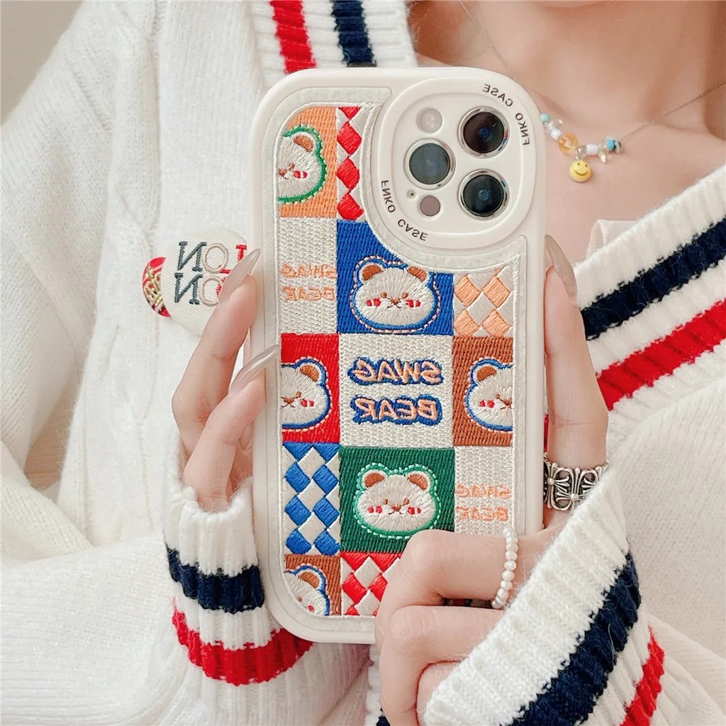 Ốp Điện Thoại Mềm Thêu Hình Chú Thỏ Dễ Thương Cho iPhone 12 13 11 Pro Max X Xs Max Xr 7 8 Plus daw7