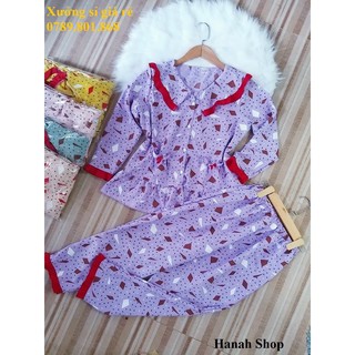 Đồ bộ tiểu thư tay dài, kate lụa mát, mịn, thấm hút, cute, giá rẻ, form 55kg
