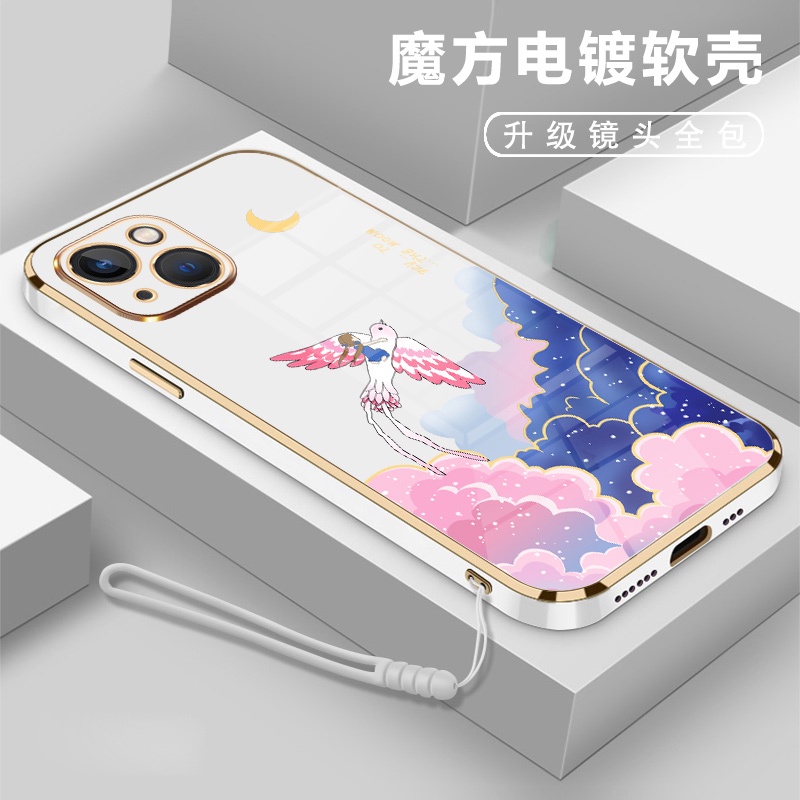 Ốp Điện Thoại Silicon Mạ Họa Tiết Cô Gái Hoạt Hình Dễ Thương Dành Cho iPhone 13 13 pro 13 pro max 13