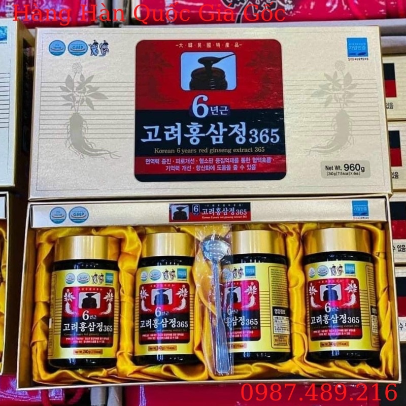 Cao Hồng Sâm 365 Hàn Quốc, Hộp 4 lọ x 240ml