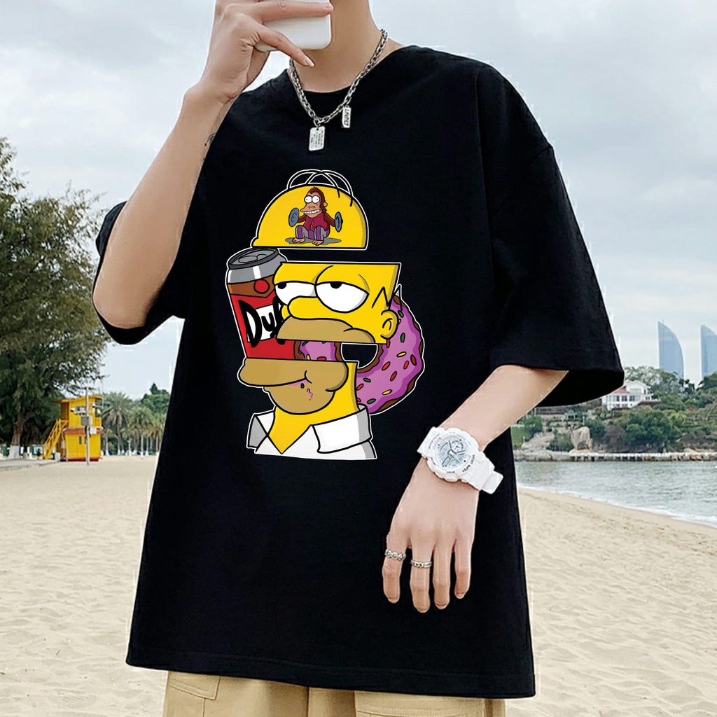 Áo Gia Đình Simpson phông tay lỡ nam nữ form rộng đen, trắng 100% cotton co giãn