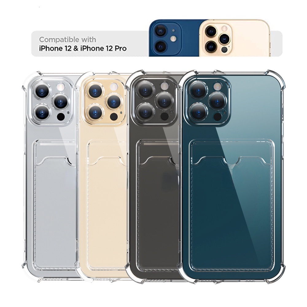 Ốp Điện Thoại Trong Suốt Có Ngăn Đựng Thẻ Cho iPhone 11 12 Pro Max Mini XS Max XR X 8 7 Plus SE 2020