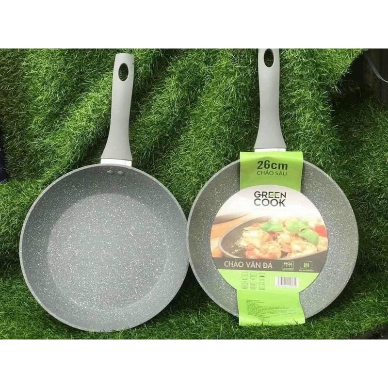 Chảo vân đá chống dính GREEN COOK 26 cm , dùng được bếp từ