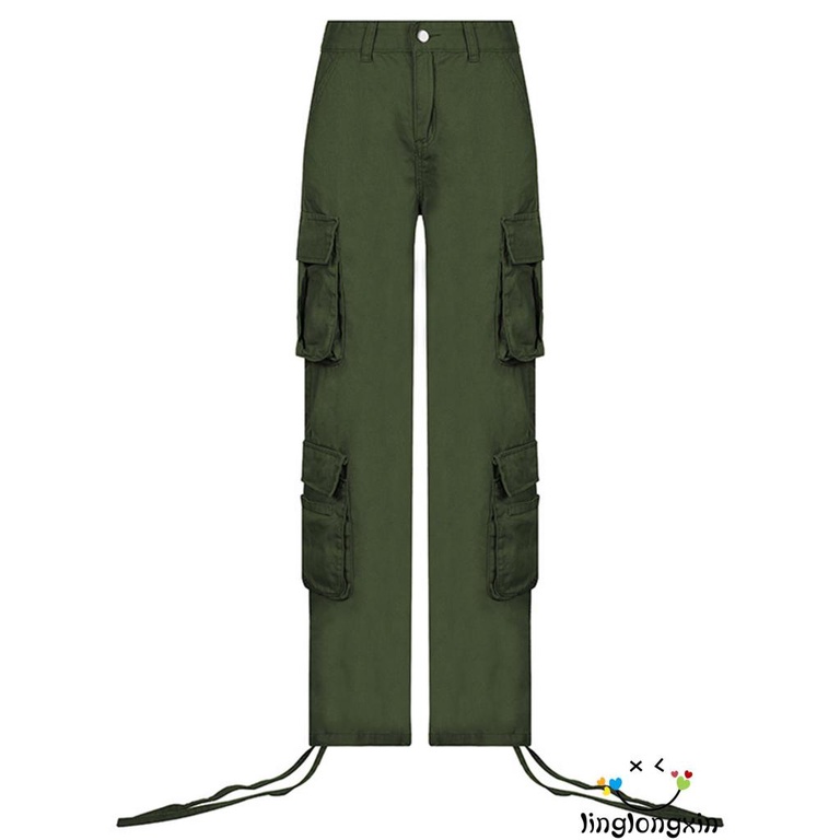 Quần Dài Dáng Rộng Màu Trơn Có Túi Linglongxi2 Cho Nữ