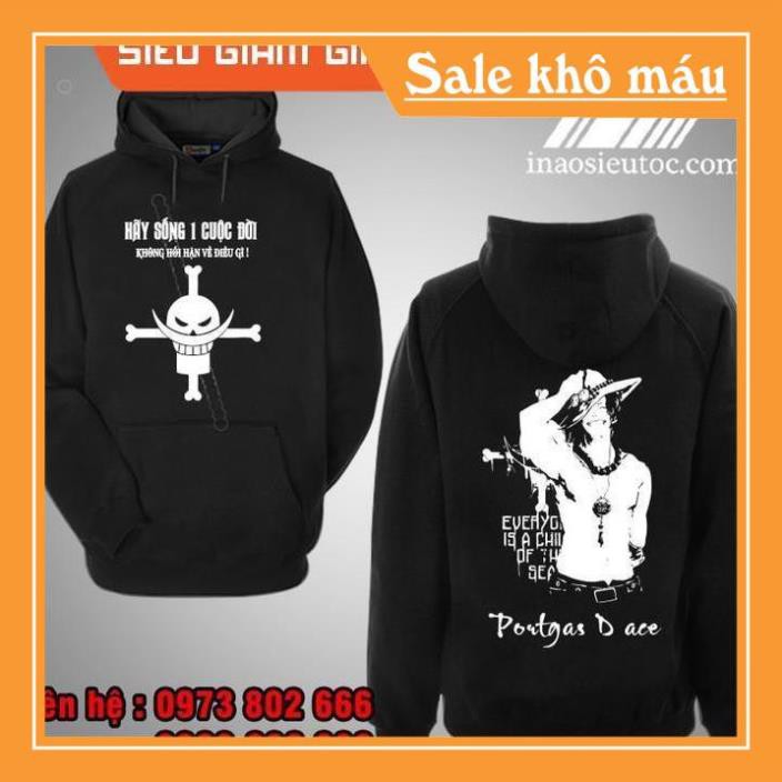 [SIÊU RẺ] Áo Hoodie đen Ace One Piece cực chất  đẹp rẻ chất lượng