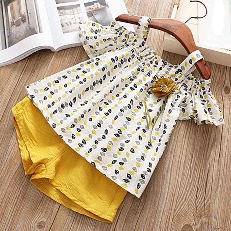 Bộ quần short + áo thun không tay áo dùng cho bé gái