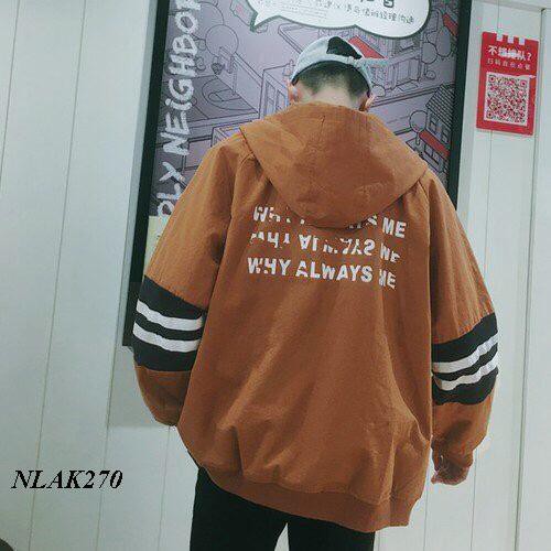 Áo khoác gió nam nữ NiTi dù 2 lớp dây kéo cổ chống nắng, phối dây duban y hình-BLK