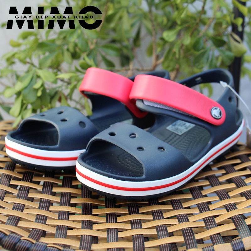 [Tặng 10 nút gắn] - Sandal Baya trẻ em màu navy quai đỏ, dép nhựa đi mưa êm nhẹ, chống trơn trượt cho bé