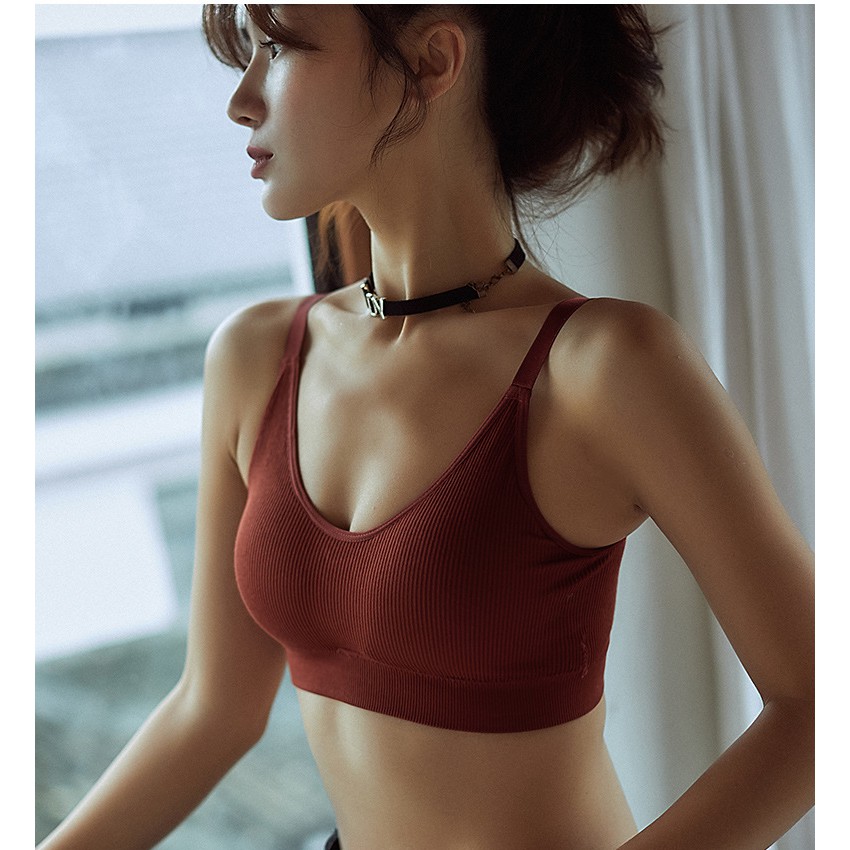 Áo bra gân tăm dây bản to cực xin